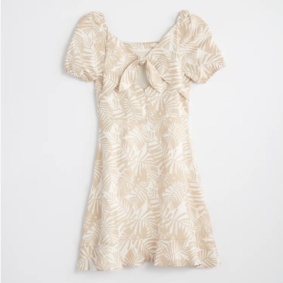 LOFT Palm Tie Back Flare Dress Size 4 - Picture 3 of 11